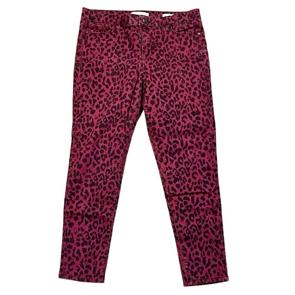 Social Standard by Sanctuary Maroon Leopard Ankle Skinny Pants 10